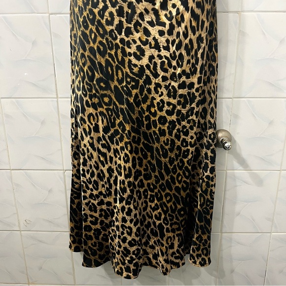 AllSaints Hera Leopard Print Slinky Satin Midi Slip Dress Size Small Mobwife 90s - Picture 3 of 8
